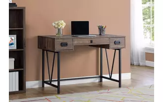 computer desk - 48 l - brown reclaimed wood - black metal