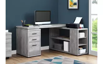 computer desk - grey reclaimed wood l-r facing corner