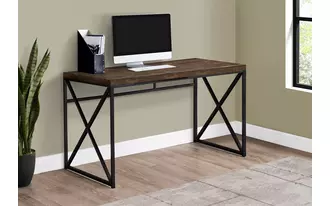 computer desk - 48 l - brown reclaimed wood - black metal