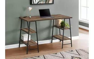 computer desk - 48 l - brown reclaimed wood - black metal