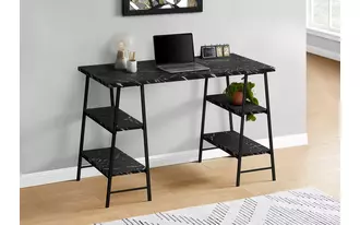 computer desk - 48 l - black marble-look - black metal