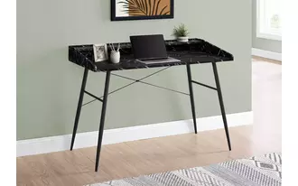 computer desk - 48 l - black marble-look - black metal
