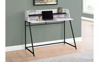 computer desk - 48 l - white marble-look - black metal