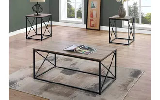 table set - 3pcs set - dark taupe - black metal