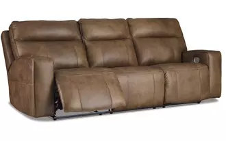 pwr rec sofa with adj headrest game plan in caramel by ashley