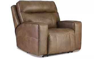 wide seat power recliner game plan in caramel by ashley