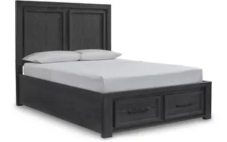 Ashley foyland queen storage footboard in black/brown