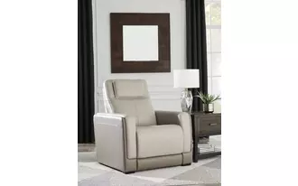 pwr recliner/adj headrest battleville in almond by ashley