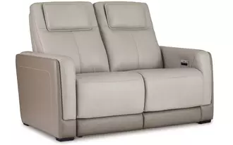 pwr rec loveseat/adj headrest battleville in almond by ashley