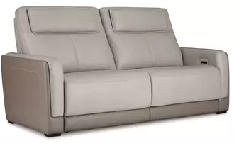 2 seat pwr rec sofa adj hdrest battleville in almond by ashley