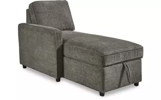 ashley kerle chaise with storage in charcoal