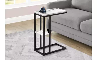 accent table - 25 h - white marble - black metal  
