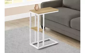 accent table - 25 h - natural - white metal