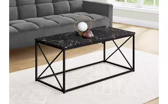 coffee table - 40 l - black marble - black metal  