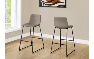 barstool - 40 h - taupe leather-look - black metal  