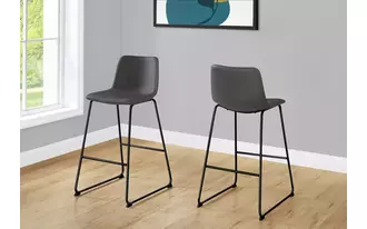 barstool - 40 h - grey leather-look - black metal  