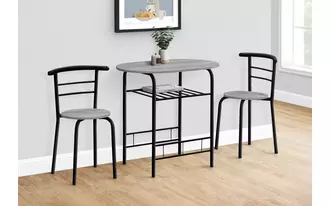 dining set - 3pcs set - grey top - black metal  