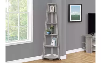 bookcase - 72  h - industrial grey corner accent etagere