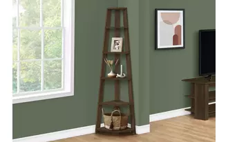 bookcase - 72 h - dark walnut corner accent etagere