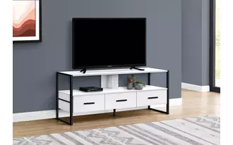 tv stand - 48 l - white - black metal