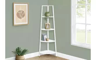 bookcase - 60 h - white - white metal corner etagere