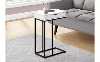accent table - 25 h - white - black metal  