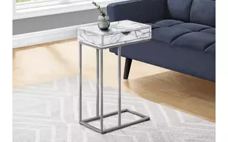 accent table - 25 h - white marble - silver metal  