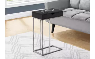 accent table - 25 h - black - silver metal  