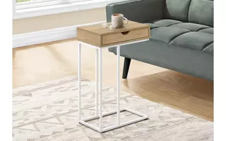 accent table - 25 h - natural - white metal  