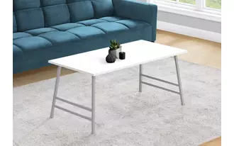 coffee table - 40 l - white - silver metal  