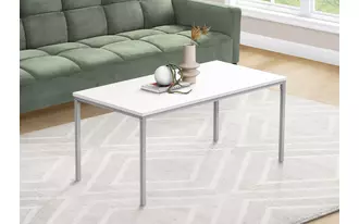 coffee table - 40 l - white - silver metal  