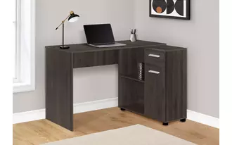 computer desk - 46 l - brown oak - storage cabinet