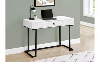 computer desk - 42 l - white - black metal