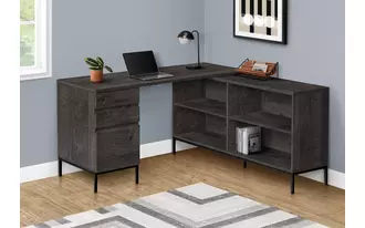 computer desk - 60 l - dark grey l-shaped corner