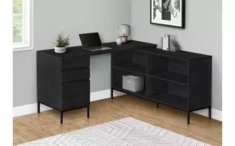 computer desk - 60 l - black oak l-shaped corner