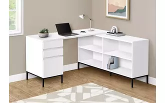 computer desk - 60 l - white l-shaped corner