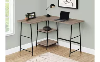 computer desk - 48 l - dark taupe top- black metal corner