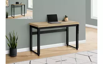 computer desk - 48 l - natural - adj.height- black metal