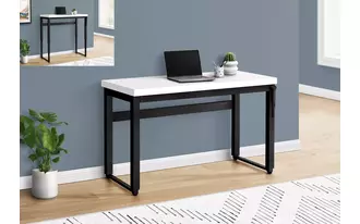 computer desk - 48 l - white - adj.height- black metal