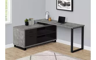 computer desk - 72 l grey concrete - black executive corner
