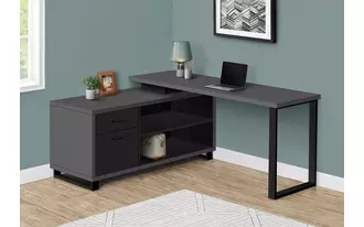 computer desk - 72 l modern grey - black executive corner