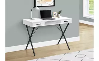 computer desk - 42 l - white - black metal