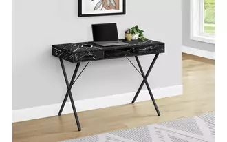 computer desk - 42 l - black marble - black metal