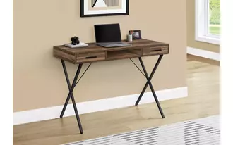 computer desk - 42 l - brown reclaimed wood - black metal