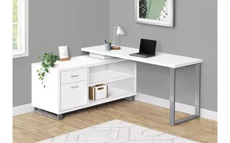 computer desk - 72 l white - silver executive corner