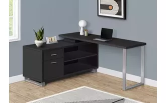 computer desk - 72 l black - silver executive corner