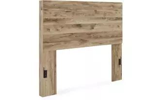 Ashley hyanna full panel headboard in tan brown