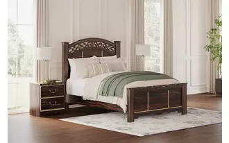 Ashley glosmount queen poster footboard in two-tone