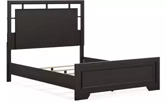 Ashley covetown queen panel hdbd/ftbd/slats in dark brown