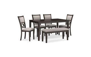 DINING ROOM TABLE SET (6/CN) Langwest BrownD422-325 ASHLEY